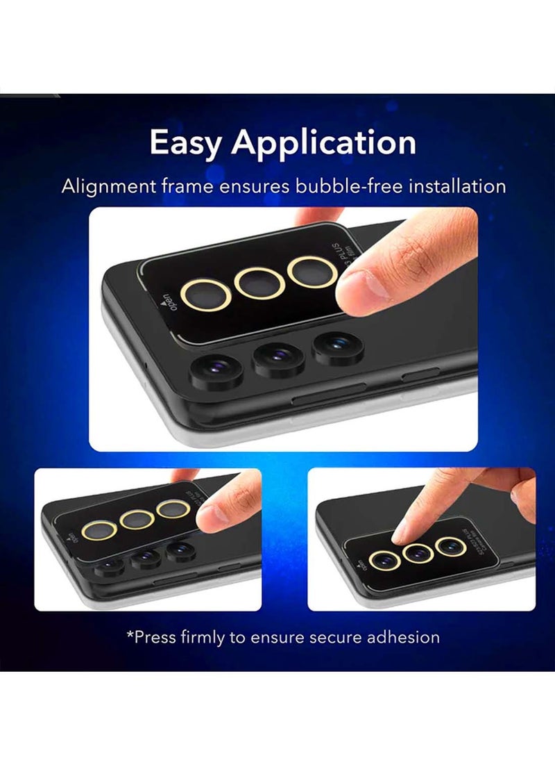 Wtech Samsung Galaxy S24 FE 5G 2024 Premium Alloy Ring Camera Lens Tempered Glass Protector Shield (MLGITR)  - Yellow - Image 3