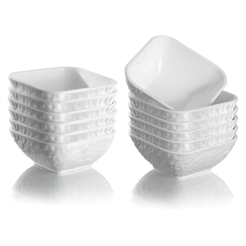 Kyraton Dip Bowls Set 12pcs 6oz, White Plastic Dipping Bowls Soy Sauce Plate for Side Dishes, Condiment Server for Tomato Sauce, Ketchup, Vinegar, BBQ and Party Dinner, Mini Appetizer Plates. - Image 1