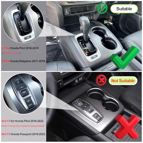 Qiosreui Gear Shift Panel Cover for Honda Pilot 2016-2020/ Honda Ridgeline 2017-2020, Gear Shift Knob Console Panel Trim, ABS Center Console Cup Holder Frame Anti-Scratch Protector Accessories (Matte Black) - Image 3