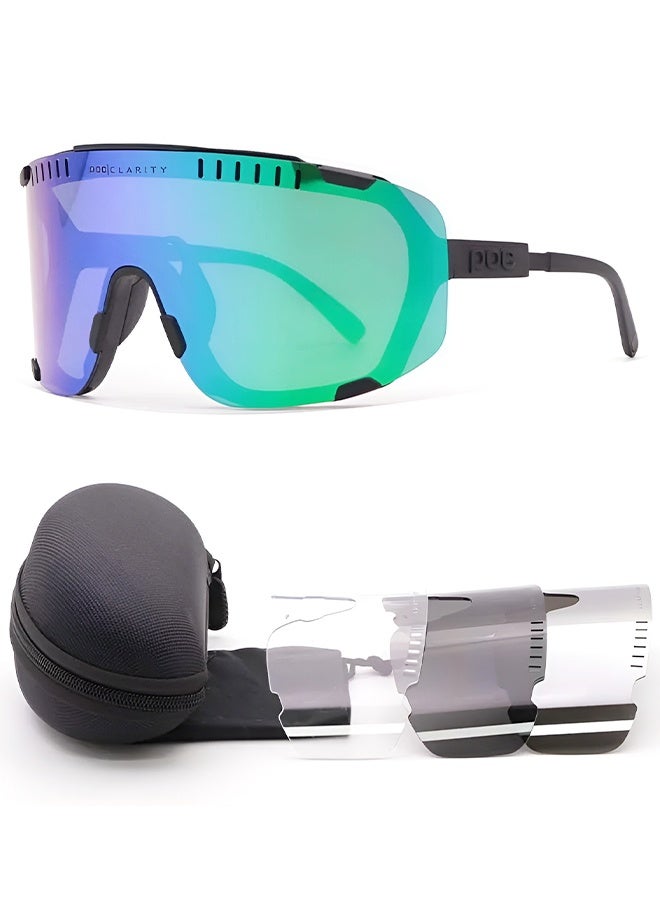 POC 4 Lenses Cycling Glasses Bicycle Sun Glasses Polarized Sport Sunglasses Mountain Road Bike Goggles Cycling Glasses Mountain Road Bicycle Eyewear Women Men Run Fishing Riding Sport Sunglasses Goggles - Image 1