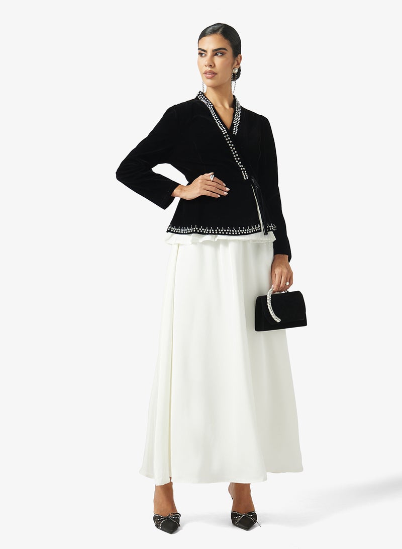 Khizana Contrast Toned Peplum Top & Skirt Set - Image 5