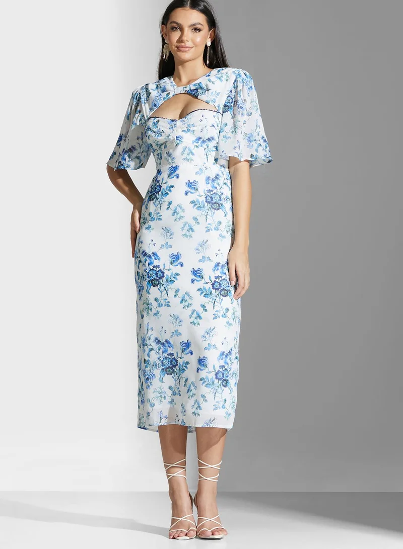 Hope & Ivy Floral Printed Cut Out Dress