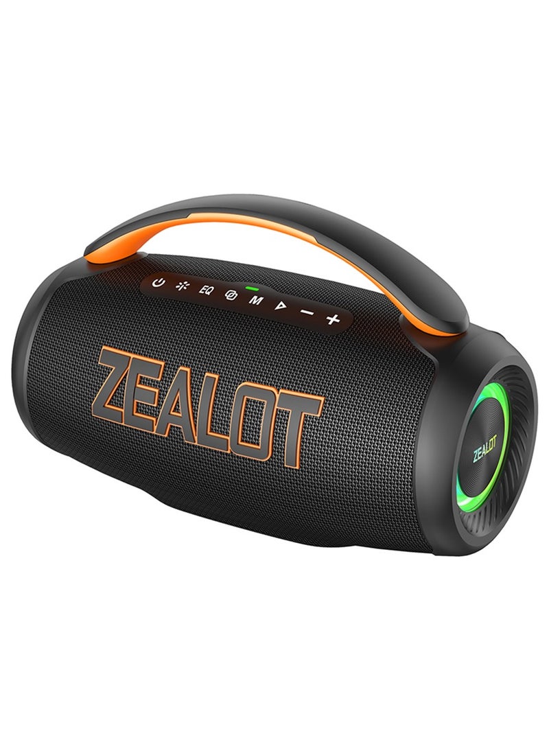 Zealot سماعة بلوتوث ZEALOT P12 60W مقاومة للماء IPX5 خارجية بصوت ستيريو عالٍ مع مضخم صوت قوي بطارية 8000mAh 28 ساعة من وقت التشغيل متوافقة مع الهواتف الذكية/الأجهزة اللوحية/الكمبيوتر المحمول/الكمبيوتر الشخصي/التلفاز تدعم تشغيل 3.5mm AUX/بطاقة TF/ذاكرة USB. - Image 1