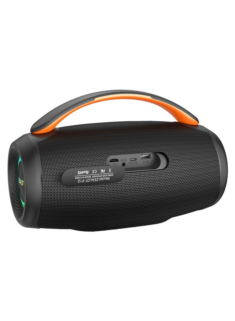 Zealot سماعة بلوتوث ZEALOT P12 60W مقاومة للماء IPX5 خارجية بصوت ستيريو عالٍ مع مضخم صوت قوي بطارية 8000mAh 28 ساعة من وقت التشغيل متوافقة مع الهواتف الذكية/الأجهزة اللوحية/الكمبيوتر المحمول/الكمبيوتر الشخصي/التلفاز تدعم تشغيل 3.5mm AUX/بطاقة TF/ذاكرة USB. - Image 5