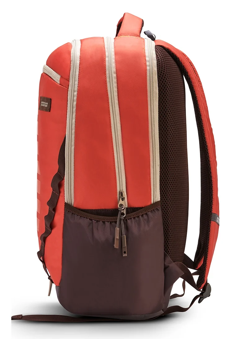 American Tourister Red Mate 2.0 Backpack, 31L Capacity, Polyester, Dusty Red|Antimicrobial Lining|Rain Cover|Ergo Back & Shoulder|Bottle Holder|15.6" Laptop Compartment - 1 Year International Warranty  | Best Price UAE