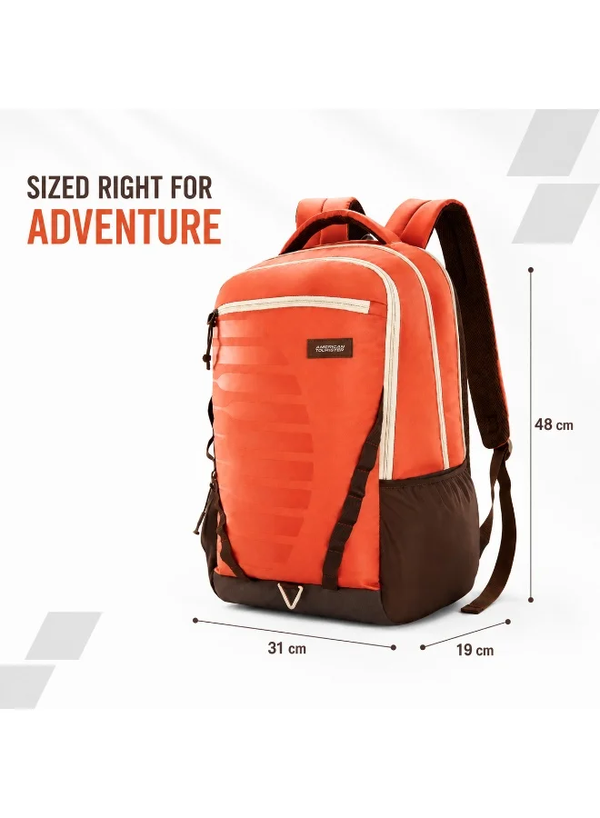 American Tourister Red Mate 2.0 Backpack, 31L Capacity, Polyester, Dusty Red|Antimicrobial Lining|Rain Cover|Ergo Back & Shoulder|Bottle Holder|15.6" Laptop Compartment - 1 Year International Warranty  | Best Price UAE
