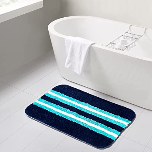 SKIVE Kitchen Mat and Runner with Anti Skid Backing,Colour Aqua Strip Blue (40x120(40 x 60) CM Set of 2 - Image 2