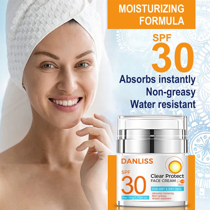 دانليس كريم واقٍ للوجه من دانليس، عبوة 50 جم، بعامل حماية SPF30 - خفيف الوزن، غير دهني، مقاوم للماء - Image 3