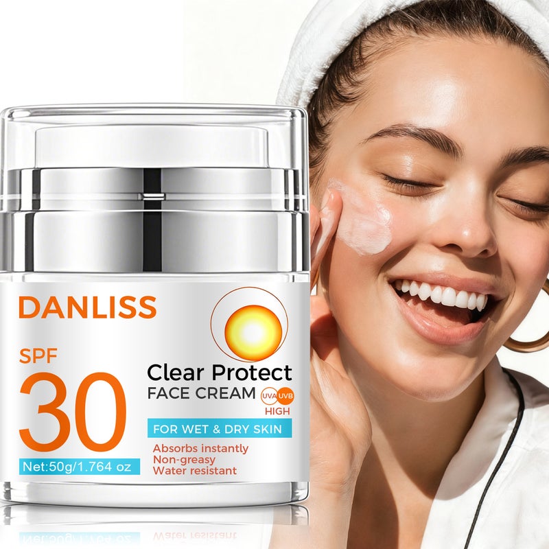 دانليس كريم واقٍ للوجه من دانليس، عبوة 50 جم، بعامل حماية SPF30 - خفيف الوزن، غير دهني، مقاوم للماء - Image 1