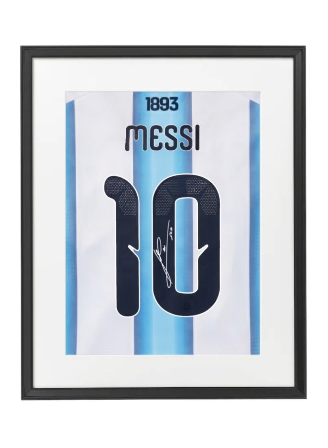Lionel Messi Argentina Jersey #10 World Cup 2026 with Printed Autograph Framed Poster 50x40cm , Soccer Memorabilia Gift for Football Fans