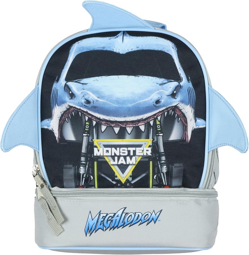 INTIMO Monster Jam Lunch Box Shark Megalodon Truck 3D Fins Dual Compartment Insulated Cooler Bag - Image 1