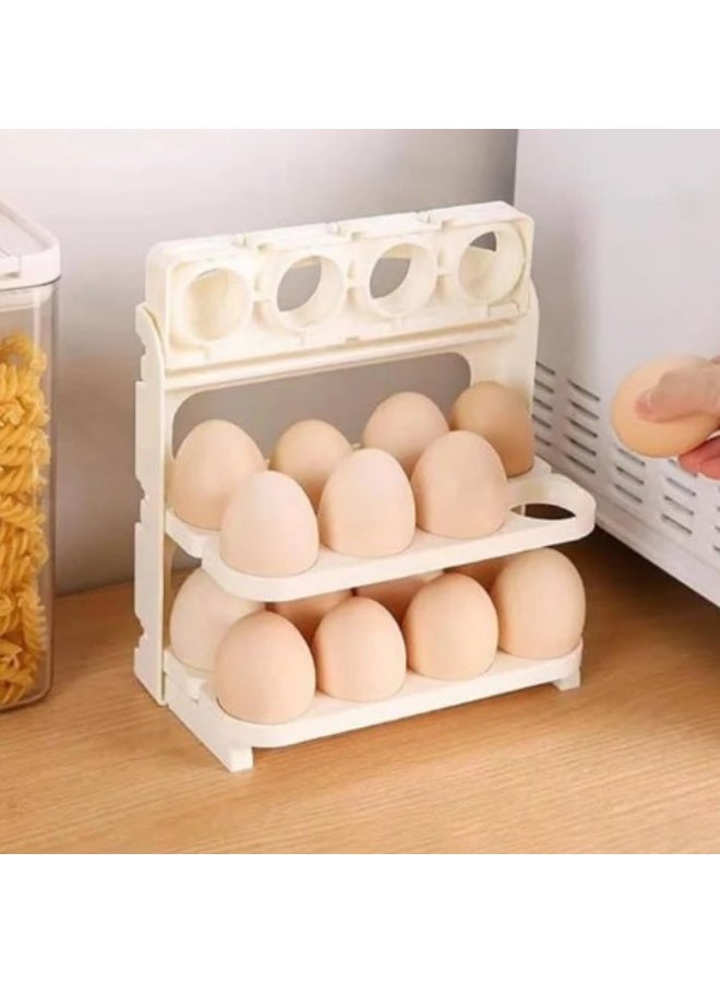 علبة تخزين البيض بـ 3 أدوار قابلة للطي – تسع حتى 24 بيضة – موفرة للمساحة ومناسبة للثلاجة - Image 1