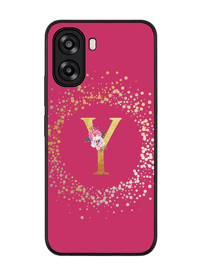 Stylizedd For Oppo A6t 5G / A6t 4G Case,Slim fit Camera Protection, Shockproof Thin Phone cover  - Custom Monogram Floral - Y ( Deep Pink ) - Image 1