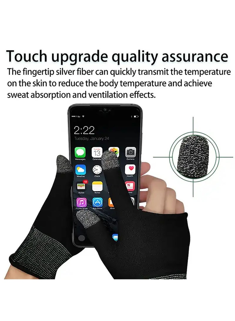 Gaming Gloves Sweatproof Breathable Touch Finger Gloves For Mobile Games Black - Image 5