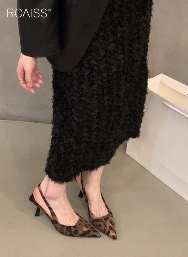 رويس حذاء نسائي بكعب منخفض، حذاء بكعب مدبب، حذاء أنيق وعصري بكعب عالٍ للسيدات، صندل أنيق بكعب مع طبعة جلد النمر، مثالي للحفلات والزفاف والمواعيد وغيرها. - Image 5