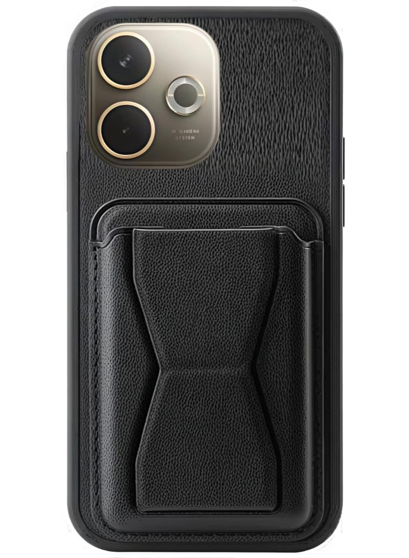 Leather Case Compatible for HONOR 400 lite Shockproof Leather Back Card Storage & case built-in Stand PU leather for a stylish look, comfortable grip (BLACK)