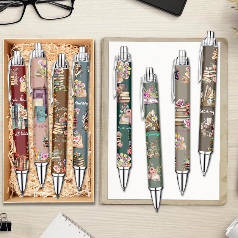 Idealmuzik Book Lover Pens Set â€“ Cute Reading-Themed Gel Pens for Women, Teens, and Kids â€“ Cozy Library Aesthetic Stationery for Journalers, Students, and Writers, 8 Pack - Image 3