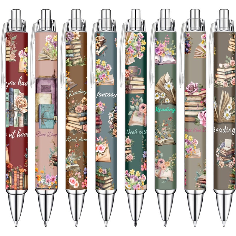 Idealmuzik Book Lover Pens Set â€“ Cute Reading-Themed Gel Pens for Women, Teens, and Kids â€“ Cozy Library Aesthetic Stationery for Journalers, Students, and Writers, 8 Pack - Image 1