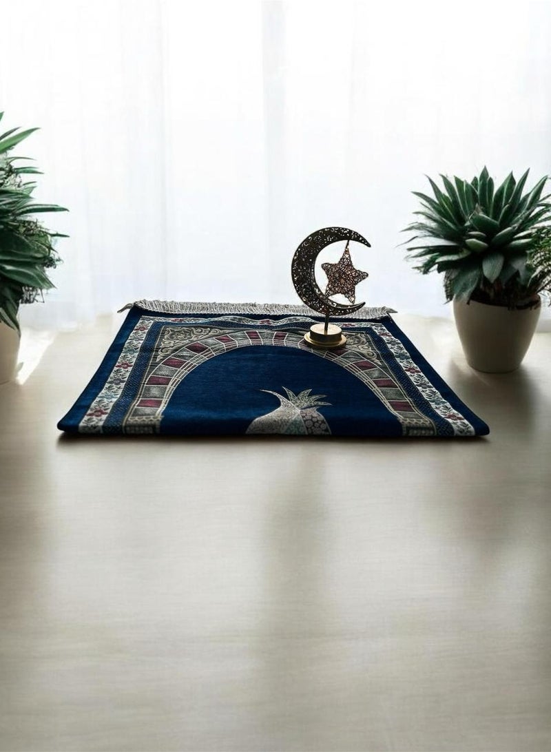 Ramadan Gifting Package Sajadati Premium Ramadan Gift Set Luxury Blue Turkish Prayer Mat (120x60 cm) & Elegant Ramadan  Light DÃ©cor â€“ Islamic Gift for Ramadan, Eid, Muslim Prayer Rug, Home & Spiritual Decorations - Image 4