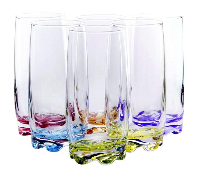 VIBRANT SPLASH WATER BEVERAGE HIGHBALL GLASSES 1325 OUNCE SET OF 6