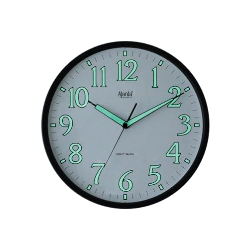 Ajanta 12 Inches Silent Sweep Radium Wall Clock - Night Glow, Radium Dial - 30x30 cm, (Dom_Black) - Image 2