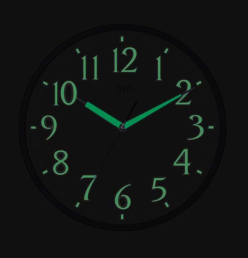 Ajanta 12 Inches Silent Sweep Radium Wall Clock - Night Glow, Radium Dial - 30x30 cm, (Dom_Black) - Image 3