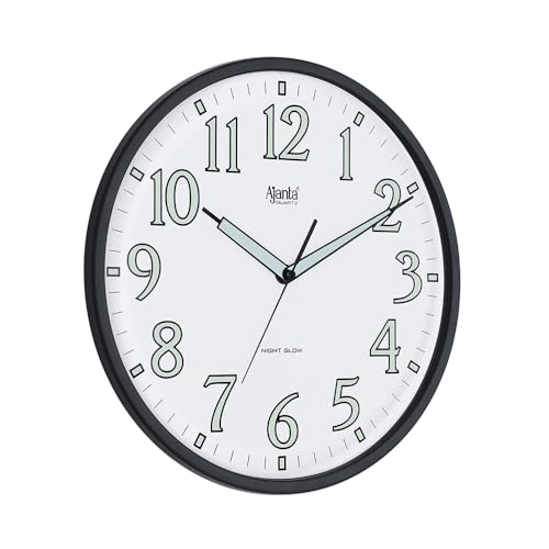 Ajanta 12 Inches Silent Sweep Radium Wall Clock - Night Glow, Radium Dial - 30x30 cm, (Dom_Black) - Image 4