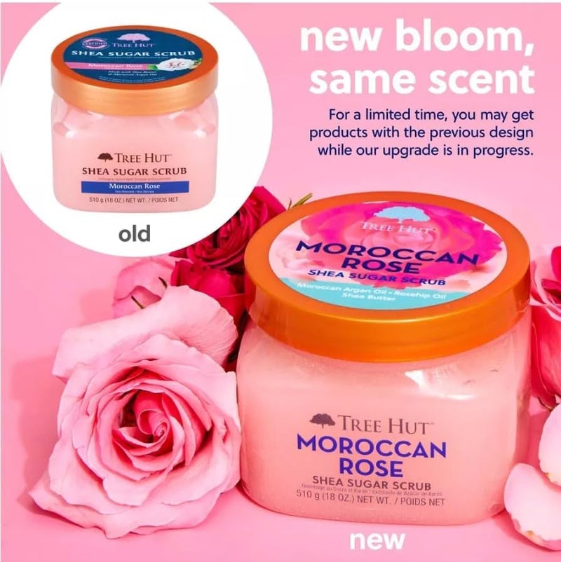 Tree Hut Moroccan Rose Shea Sugar Scrub | Exfoliating Body Scrub with Shea Butter & Natural Oils | Deep Moisturizing & Skin Softening Formula | Hydrating Sugar Scrub for Smooth Radiant Skin | 510g - Image 3