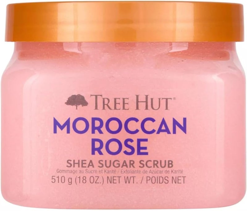 Tree Hut Moroccan Rose Shea Sugar Scrub | Exfoliating Body Scrub with Shea Butter & Natural Oils | Deep Moisturizing & Skin Softening Formula | Hydrating Sugar Scrub for Smooth Radiant Skin | 510g - Image 1
