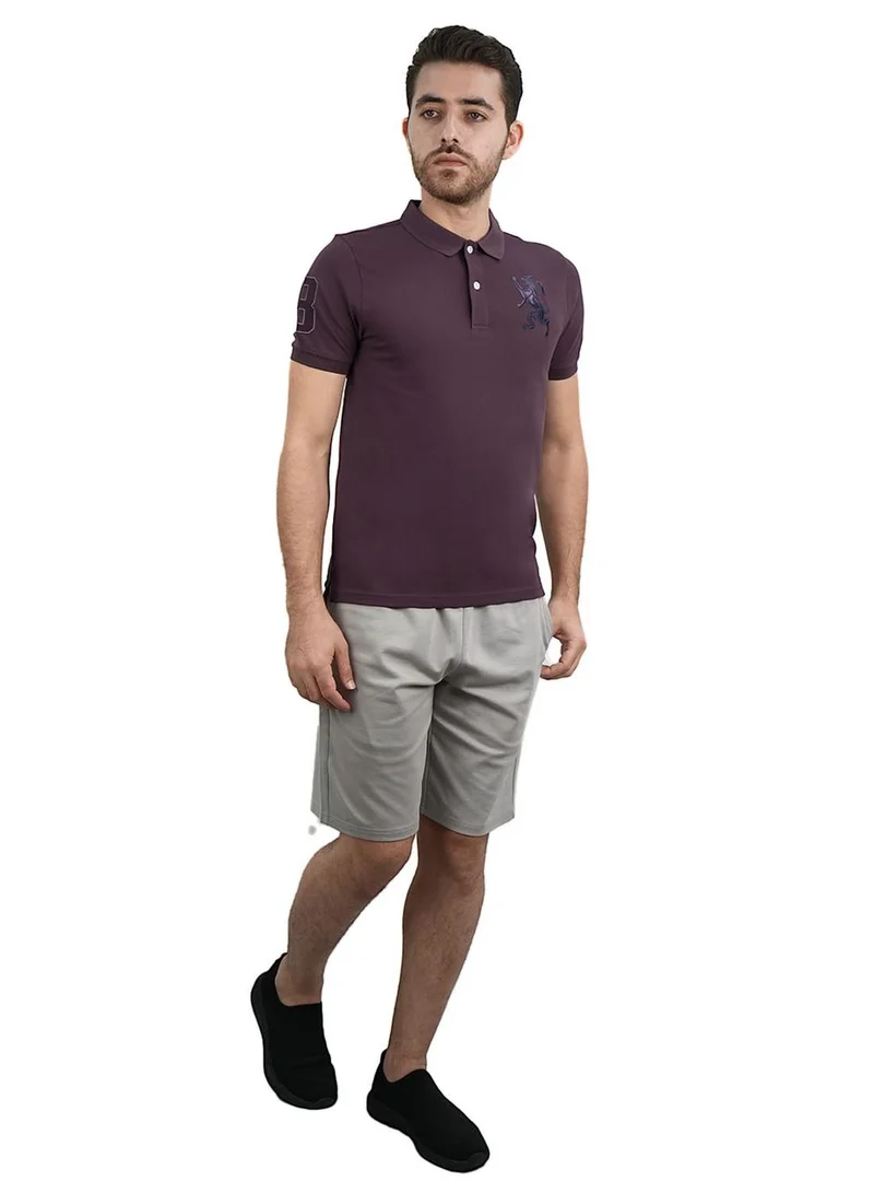 جيوردانو بولو رجالي بنقش أسد ثلاثي الأبعاد بقصة ضيقة وتطريز جريء من قماش البيكيه الفاخر