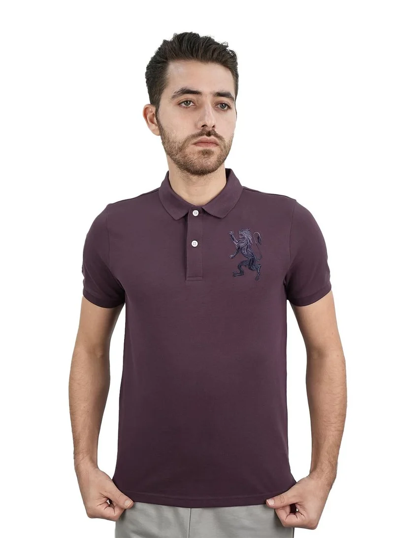 Men's 3D Lion Polo: Slim Fit, Bold Embroidery, Premium Pique