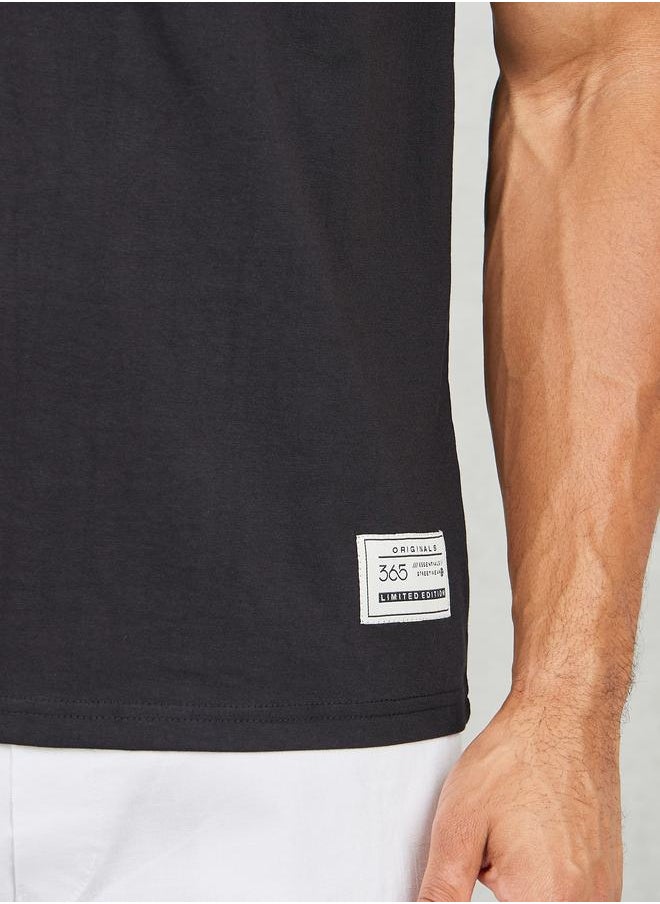 Styli - Badge Detail Mock Neck Regular Fit T-Shirt - Image 1