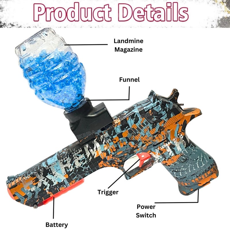 VikriDa مسدس جل بلاستر للأنشطة الخارجية وقت الرماية مع 2500 كرة للبالغين مسدس هوائي أصلي أوتوماتيكي - متعدد الألوان - Image 2