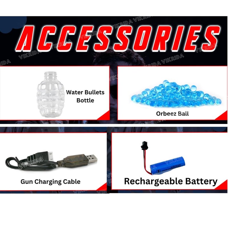 VikriDa مسدس جل بلاستر للأنشطة الخارجية وقت الرماية مع 2500 كرة للبالغين مسدس هوائي أصلي أوتوماتيكي - متعدد الألوان - Image 5