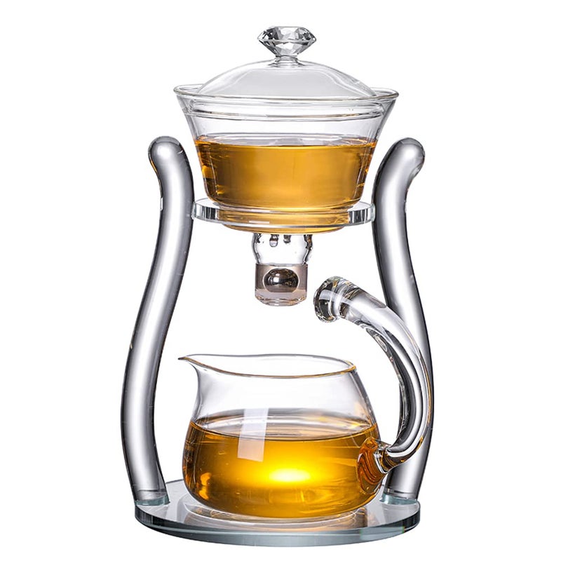 RORA Resistant Glass Tea Set Coffee Set Magnetic Water Diversion Rotating Cover Bowl Semi Automatic Tea Maker Lazy Teapot Kungfu Tea Set Coffee Set