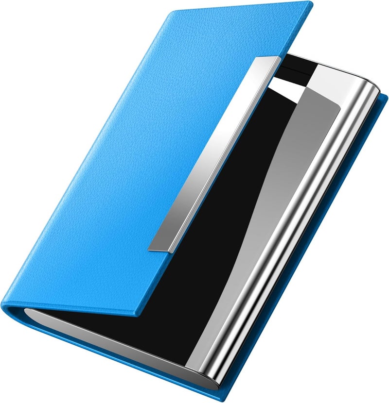 Padike Business Card Holder, Business Card Case Professional PU Leather & Stainless Steel Multi Card Case,Business Card Holder Wallet Credit card ID Case/Holder For Men & Women. (U-Blue) - Image 1