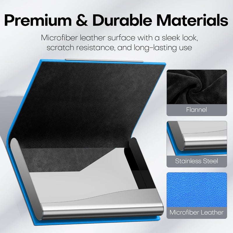 Padike Business Card Holder, Business Card Case Professional PU Leather & Stainless Steel Multi Card Case,Business Card Holder Wallet Credit card ID Case/Holder For Men & Women. (U-Blue) - Image 3