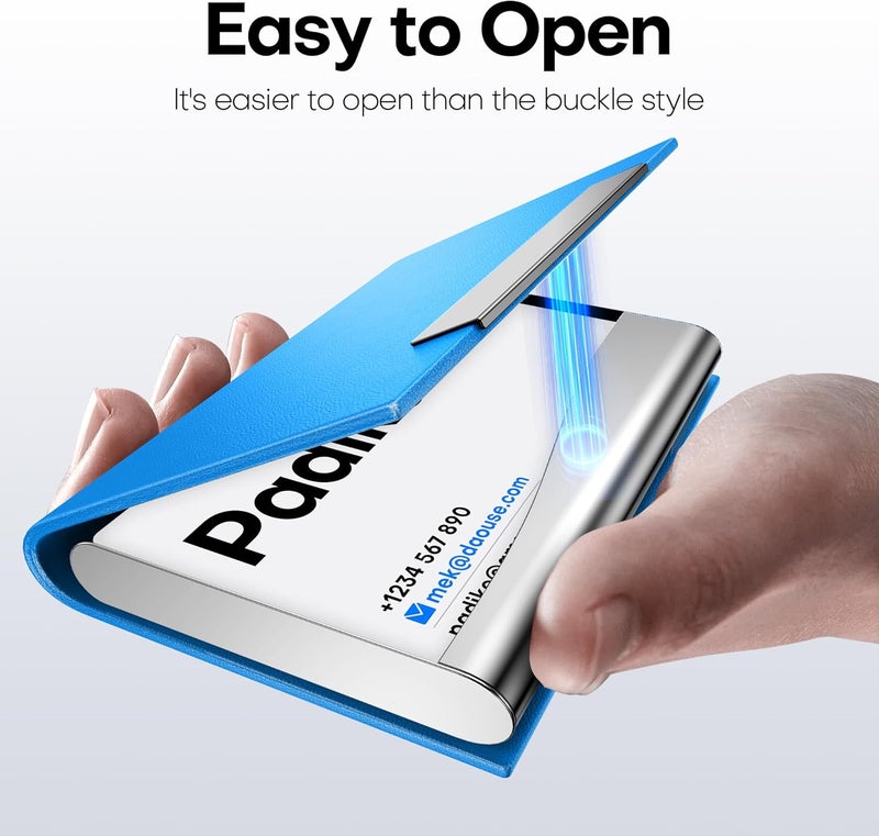 Padike Business Card Holder, Business Card Case Professional PU Leather & Stainless Steel Multi Card Case,Business Card Holder Wallet Credit card ID Case/Holder For Men & Women. (U-Blue) - Image 4