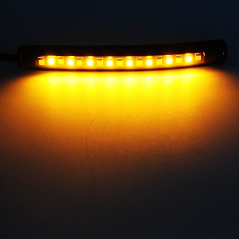 FXC 2x Universal Flexible LED Turn Signal Tail Brake License Plate Light Integrated for Motorcycle Bike ATV Car RV SUV, Brake/Running Tail Light(2Pack) (Amber White) - Image 3