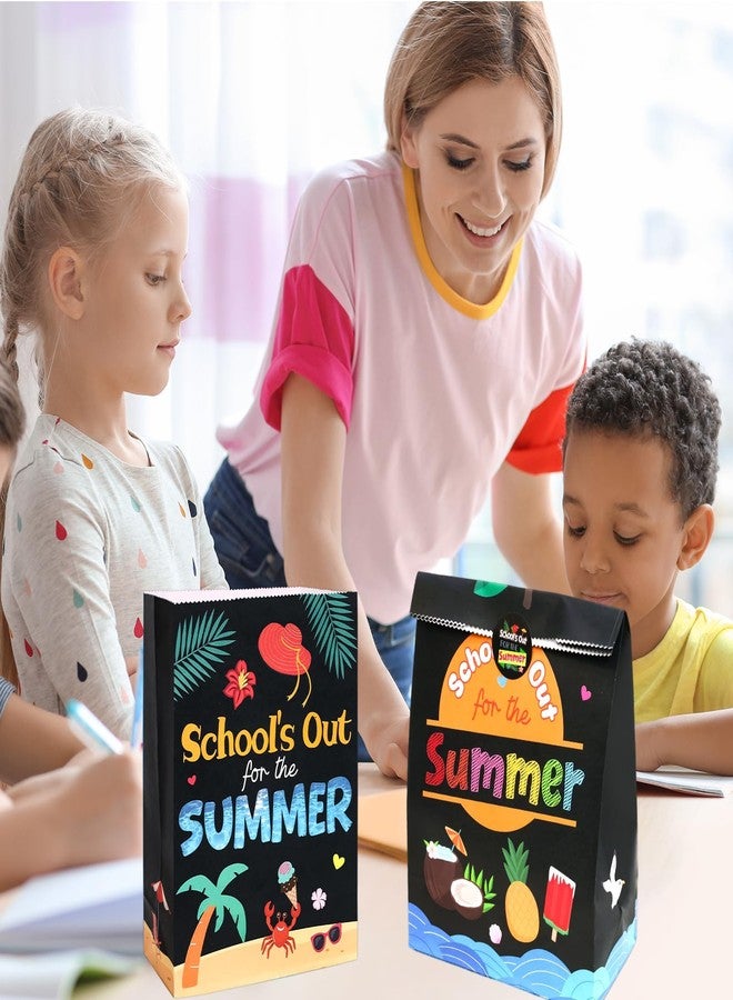 Fancy Land End of Year Party Bags 18PCS School's Out Paper Treat Bags with Stickers Summer Classroom Decoration Party Supplies - Image 3