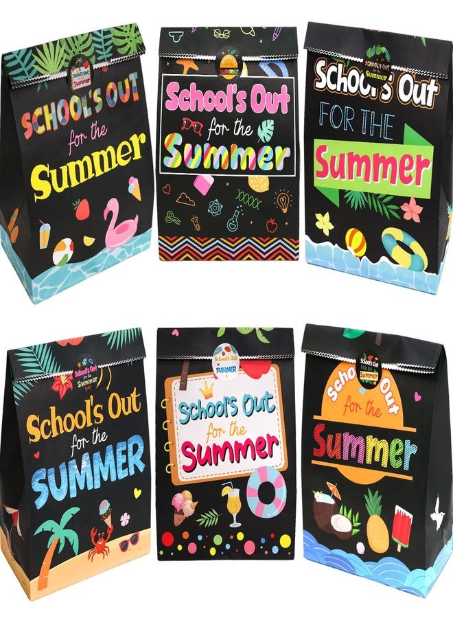 Fancy Land End of Year Party Bags 18PCS School's Out Paper Treat Bags with Stickers Summer Classroom Decoration Party Supplies - Image 1