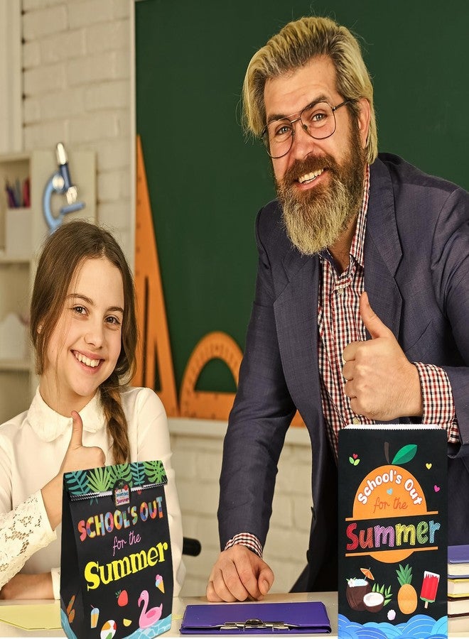 Fancy Land End of Year Party Bags 18PCS School's Out Paper Treat Bags with Stickers Summer Classroom Decoration Party Supplies - Image 5