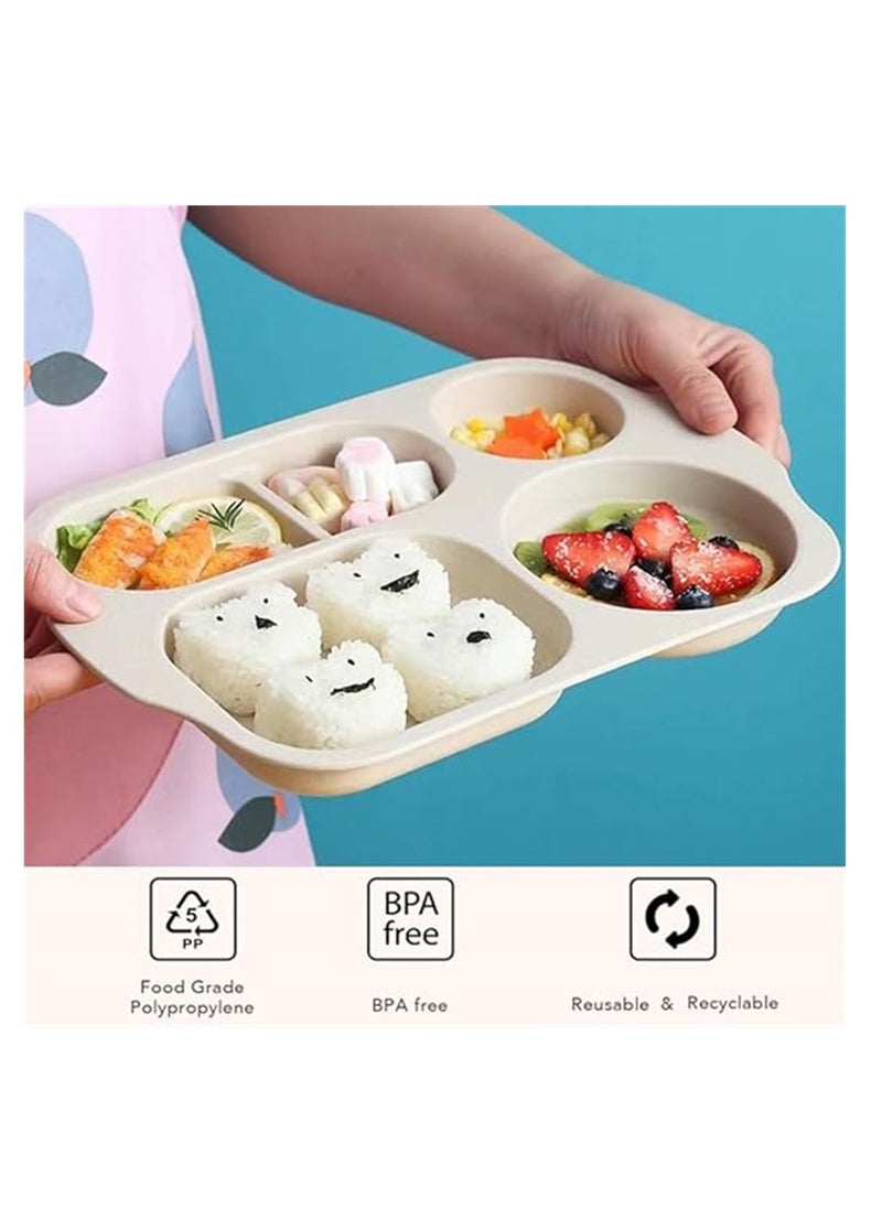 KASTWAVE Wheat Straw Meal Plate, 4 Pcs 12 Inch Divided Plates, Reusable Unbreakable Wheat Straw Plates, Dinnerware Lunch Tray Plates Tableware for Kitchen, Picky Eaters, Campers and Portion Control  - Image 3