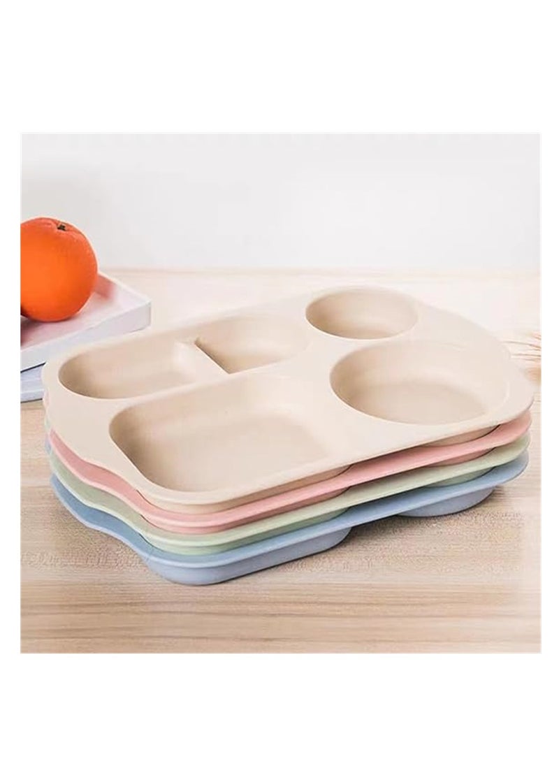 KASTWAVE Wheat Straw Meal Plate, 4 Pcs 12 Inch Divided Plates, Reusable Unbreakable Wheat Straw Plates, Dinnerware Lunch Tray Plates Tableware for Kitchen, Picky Eaters, Campers and Portion Control  - Image 2