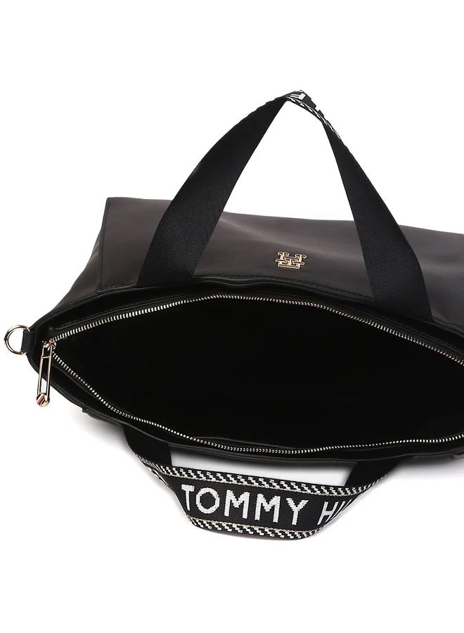 Tommy Hilfiger Black Leather Women Handbag Shoulder Bag AW0AW14469 BDS - Image 5
