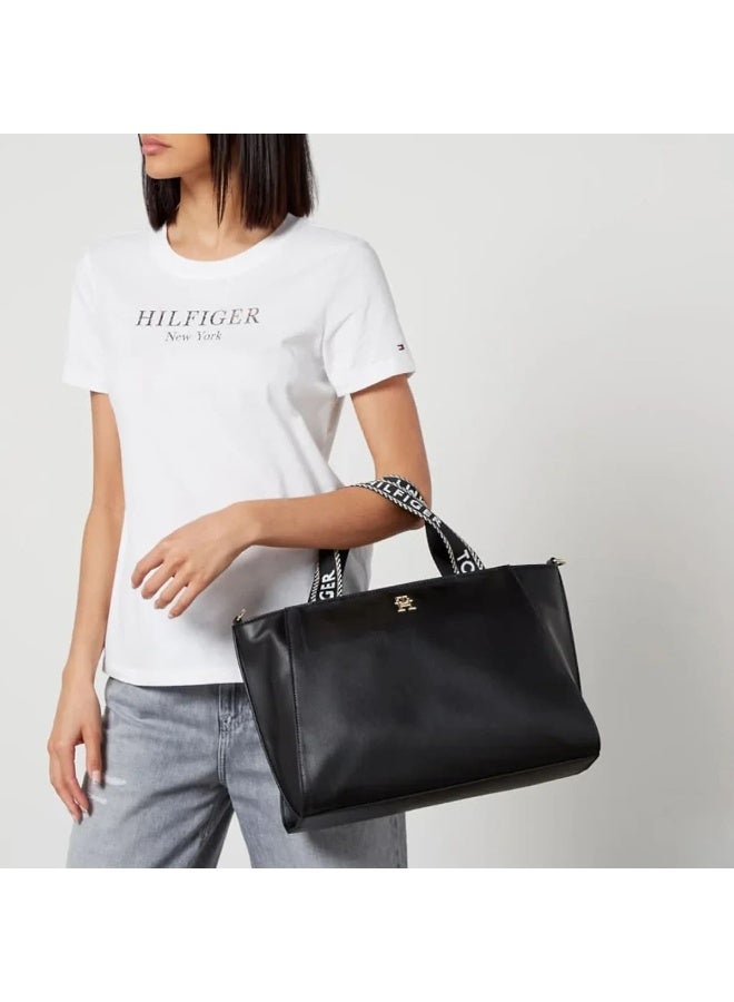 Tommy Hilfiger Black Leather Women Handbag Shoulder Bag AW0AW14469 BDS - Image 2