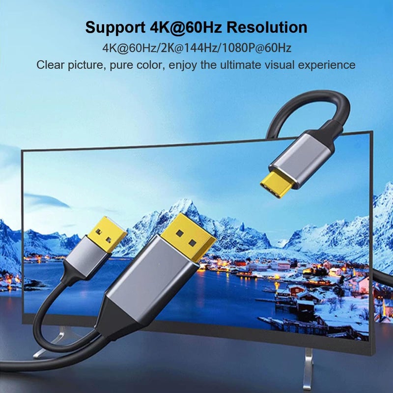 كاست ويف كابل DisplayPort إلى USB-C بطول 6.6 قدم يدعم 4K@60Hz مع محول كابل USB، محول DP ذكر إلى Type-C ذكر يدعم اللمس مع نظارات Nreal Air VR، ويدعم أجهزة MacBook Pro/Air 2020/2018، iPad Pro/Air، XPS - Image 5