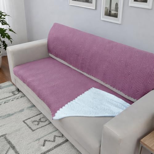 Homerz Premium 3 Seater Velvet Sofa Cover Panel, Soft and Velvety Fabric, Vibrant Colours (Onion, 3 Seater with Back) - Image 3
