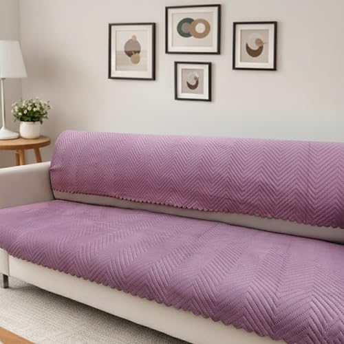 Homerz Premium 3 Seater Velvet Sofa Cover Panel, Soft and Velvety Fabric, Vibrant Colours (Onion, 3 Seater with Back) - Image 1