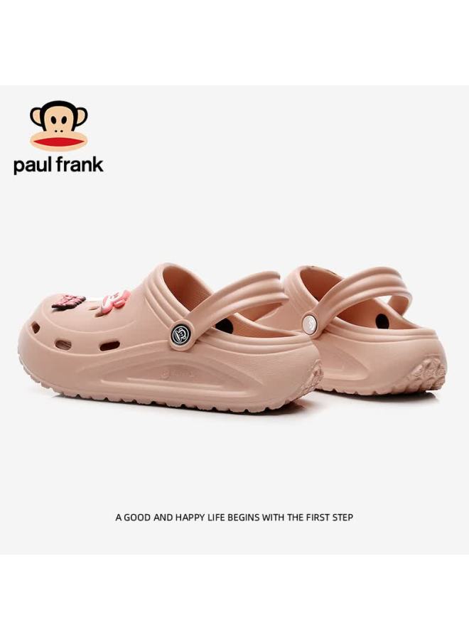 Paul Frank Men's Summer Hollow-out Shoes Thick-soled Non-slip Outdoor Casual Beach Slippers Pink Peach Size 38-39